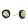 Shop LAGOS 18K Gold And Black Ceramic Diamond Stud Earrings