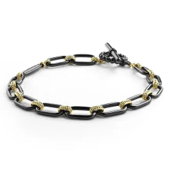 Discount LAGOS 18K Gold And Black Ceramic Link Bracelet