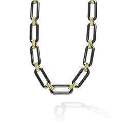 Fashion LAGOS 18K Gold And Black Ceramic Link Necklace