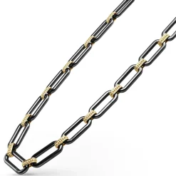 Fashion LAGOS 18K Gold And Black Ceramic Link Necklace