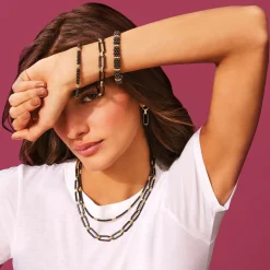 Cheap LAGOS 18K Gold And Black Ceramic Link Bracelet