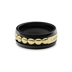 Hot LAGOS 18K Gold And Black Ceramic Ring