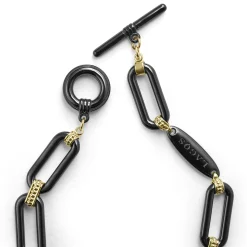 Discount LAGOS 18K Gold And Black Ceramic Link Bracelet