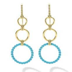 Clearance LAGOS 18K Gold And Blue Ceramic Circle Drop Earrings
