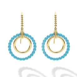 Discount LAGOS 18K Gold And Blue Ceramic Circle Drop Earrings