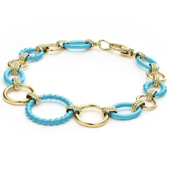 Sale LAGOS 18K Gold And Blue Ceramic Link Bracelet