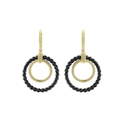 New LAGOS 18K Gold And Ceramic Circle Drop Earrings