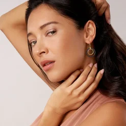 Clearance LAGOS 18K Gold And Ceramic Circle Drop Earrings