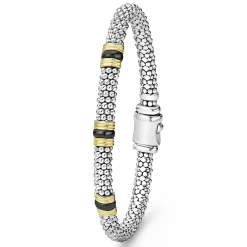 Fashion LAGOS 18K Gold And Ceramic Triple Station Caviar Bracelet | 6Mm