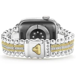 Cheap LAGOS 18K Gold And Diamond Caviar Beaded Watch Bracelet-38-45Mm