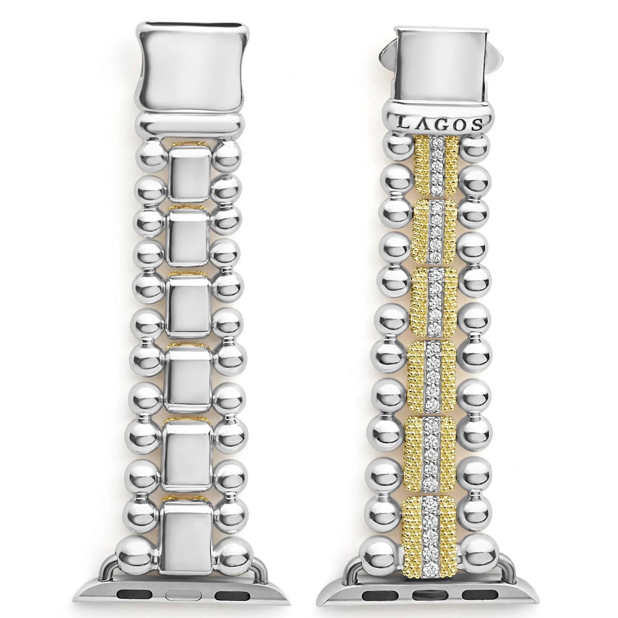 Sale LAGOS 18K Gold And Diamond Caviar Beaded Watch Bracelet-38-45Mm