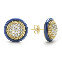 Sale LAGOS 18K Gold And Diamond Ceramic Stud Earrings
