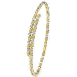New LAGOS 18K Gold And Diamond Superfine Cuff Bracelet