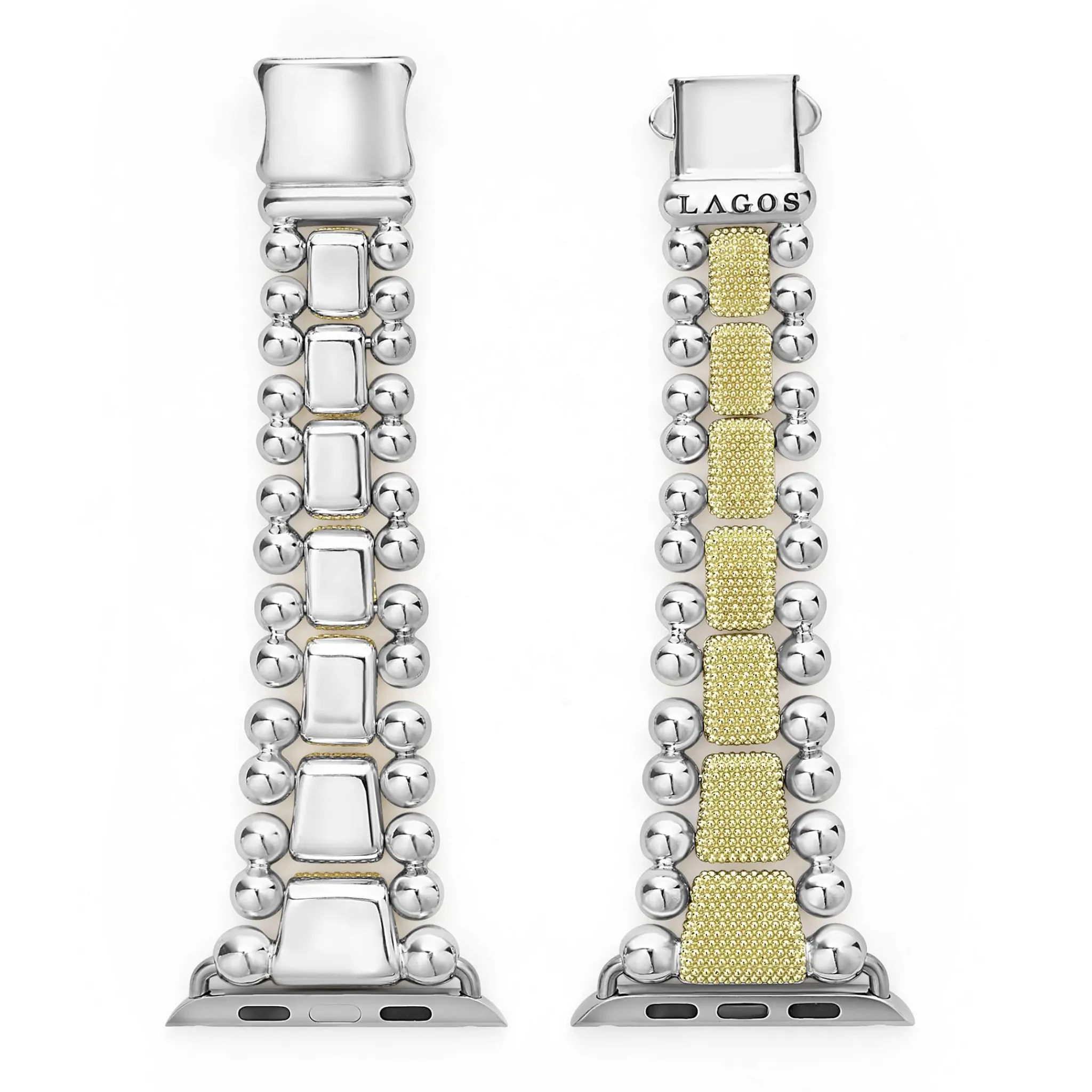 Online LAGOS 18K Gold And Sterling Silver Caviar Beaded Watch Bracelet-42-49Mm