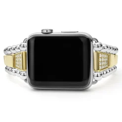 Shop LAGOS 18K Gold And Sterling Silver Single Diamond Watch Bracelet-42-49Mm