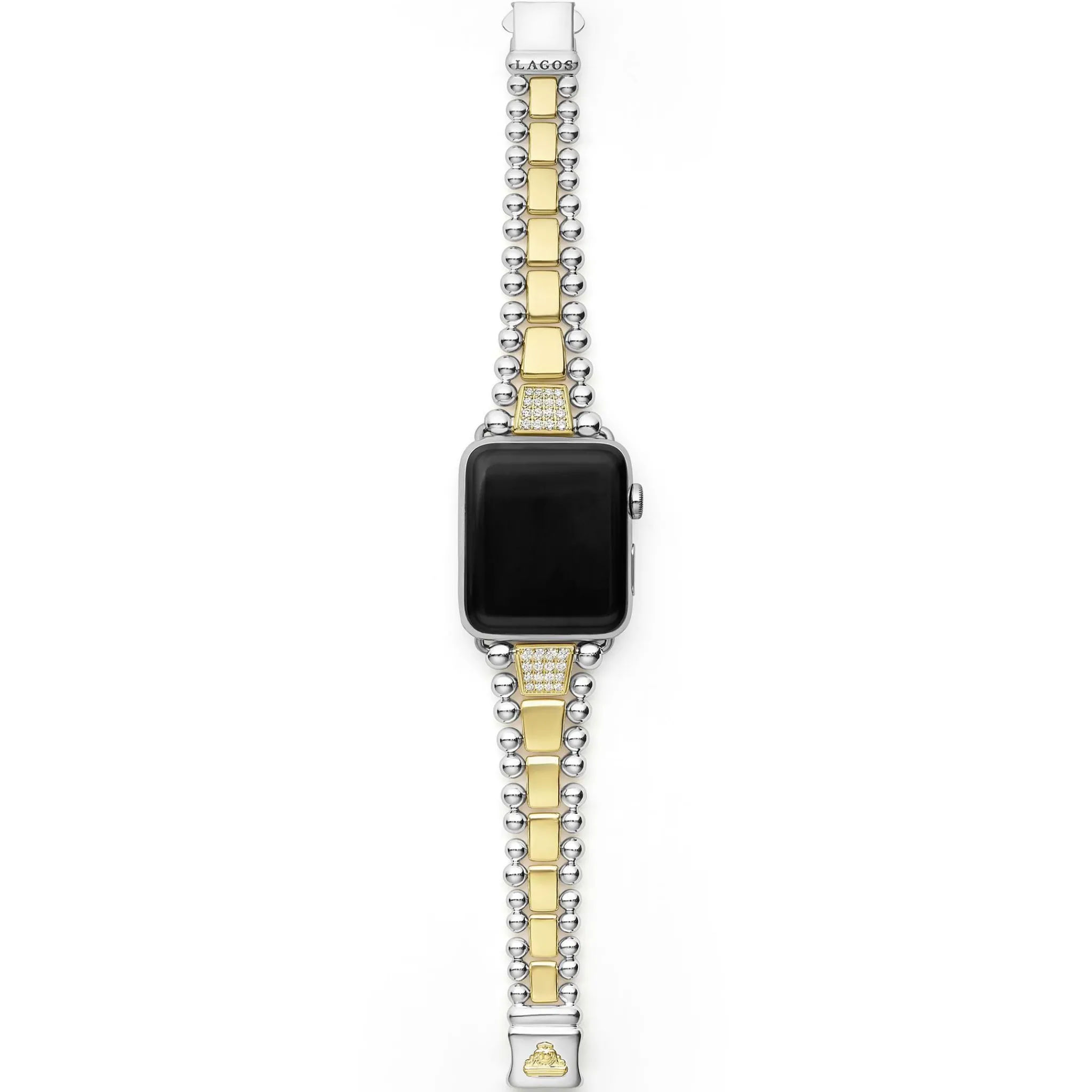 Shop LAGOS 18K Gold And Sterling Silver Single Diamond Watch Bracelet-42-49Mm