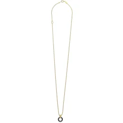 New LAGOS 18K Gold Black Ceramic Circle Pendant Necklace