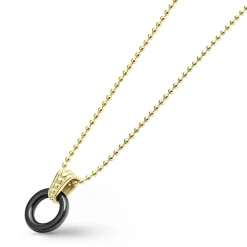 New LAGOS 18K Gold Black Ceramic Circle Pendant Necklace