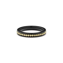 Outlet LAGOS 18K Gold Caviar And Black Ceramic Stacking Ring