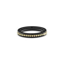 Outlet LAGOS 18K Gold Caviar And Black Ceramic Stacking Ring