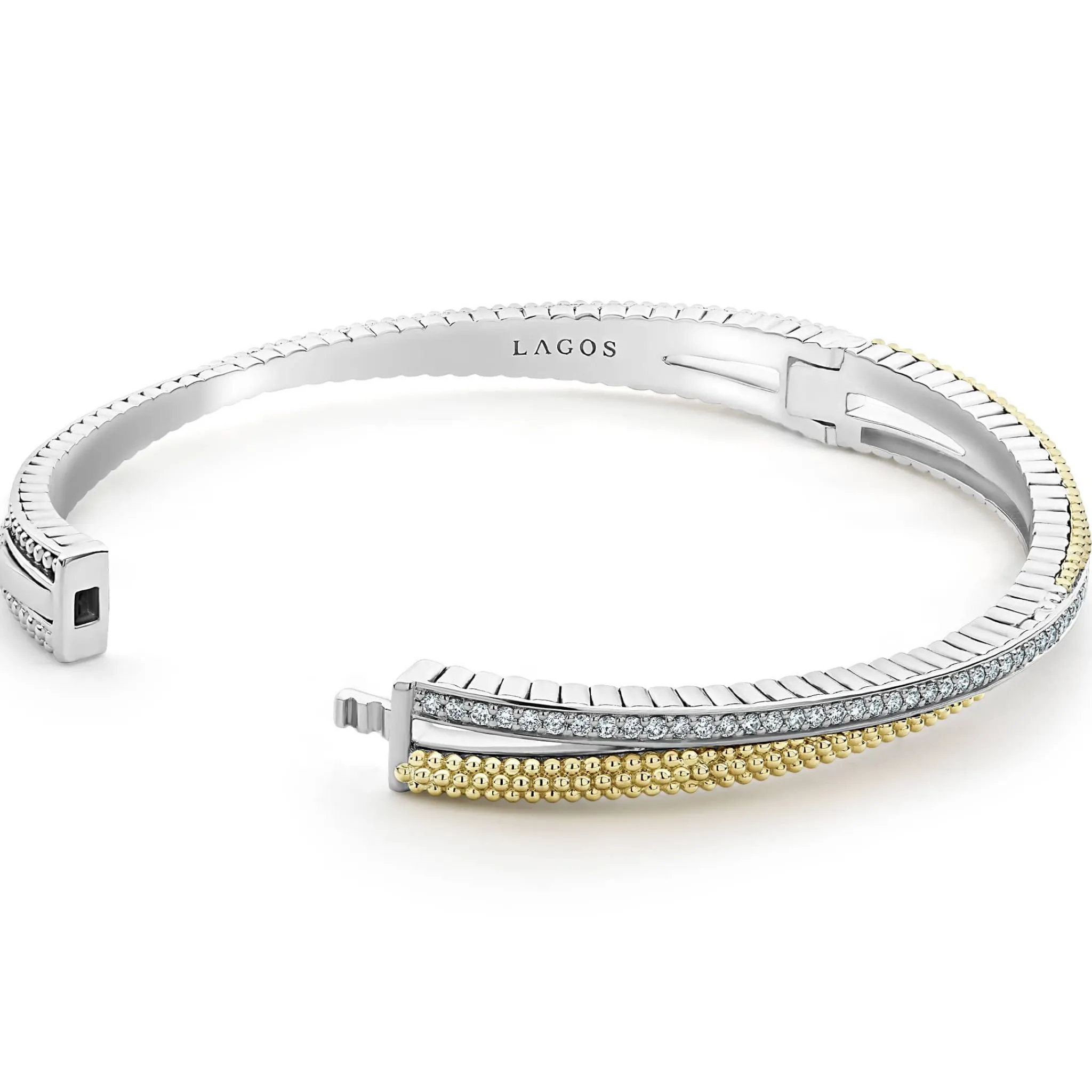 Best LAGOS 18K Gold Caviar And Diamond Bangle