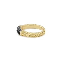 Fashion LAGOS 18K Gold Caviar Black Diamond Stacking Ring