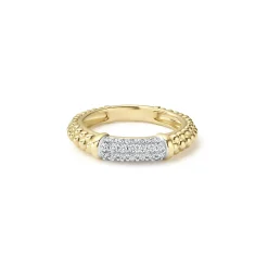 New LAGOS 18K Gold Caviar Diamond Stacking Ring