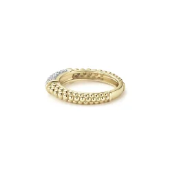 New LAGOS 18K Gold Caviar Diamond Stacking Ring