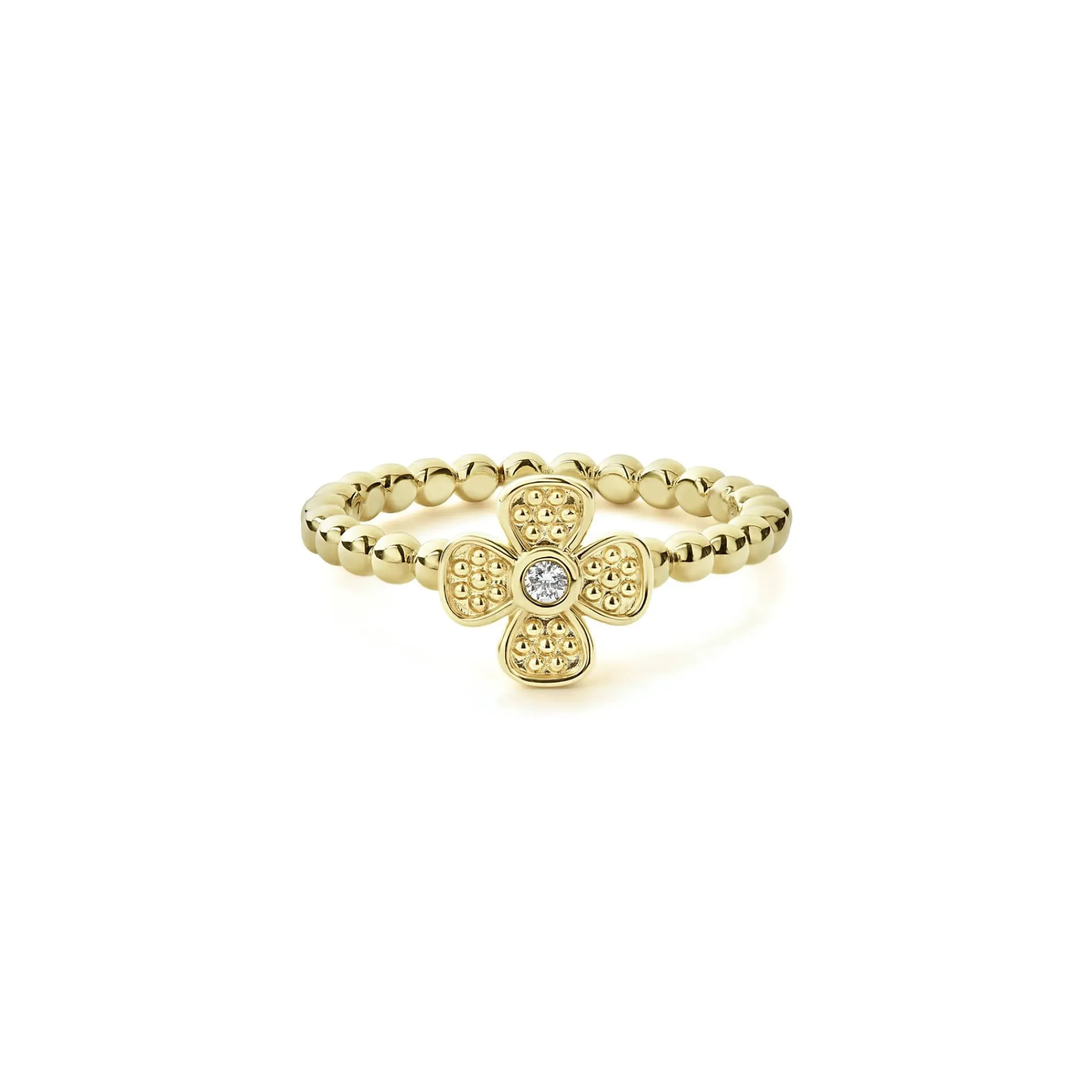 Fashion LAGOS 18K Gold Caviar Flower Diamond Ring