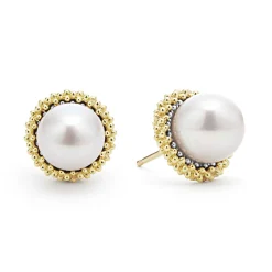 Fashion LAGOS 18K Gold Caviar Pearl Stud Earrings