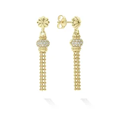 Cheap LAGOS 18K Gold Caviar Tassel Diamond Earrings