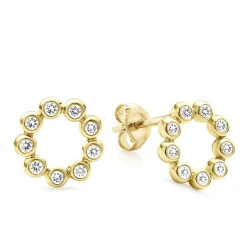 Clearance LAGOS 18K Gold Circle Diamond Stud Earrings