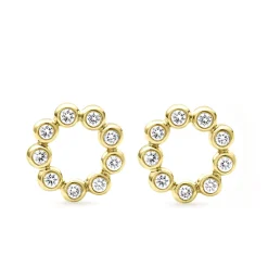 Clearance LAGOS 18K Gold Circle Diamond Stud Earrings