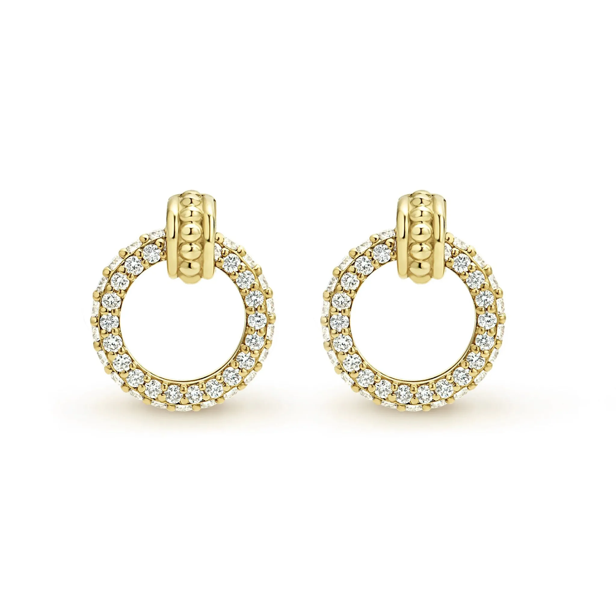 Cheap LAGOS 18K Gold Circle Diamond Stud Earrings