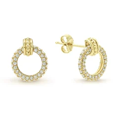 Cheap LAGOS 18K Gold Circle Diamond Stud Earrings
