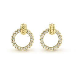 Flash Sale LAGOS 18K Gold Circle Diamond Stud Earrings