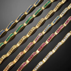 Best LAGOS 18K Gold Emerald Link Wave Bracelet