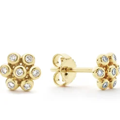 Discount LAGOS 18K Gold Flower Diamond Stud Earrings