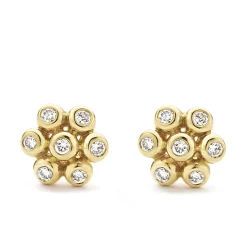 Discount LAGOS 18K Gold Flower Diamond Stud Earrings