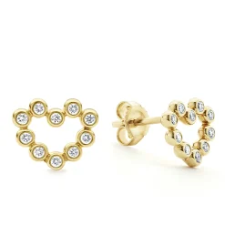 Store LAGOS 18K Gold Heart Diamond Stud Earrings