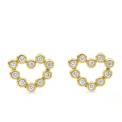 Store LAGOS 18K Gold Heart Diamond Stud Earrings