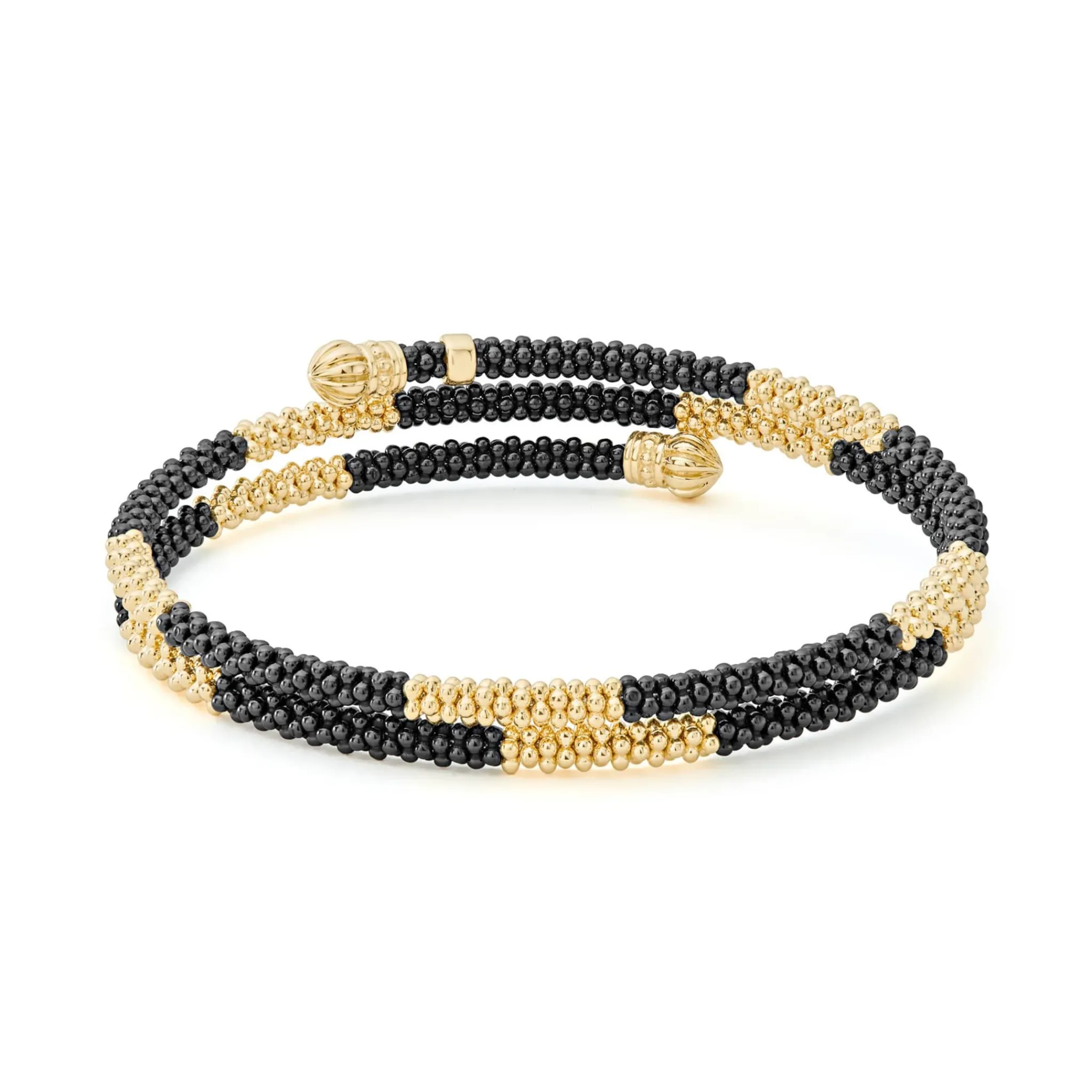 New LAGOS 18K Gold Large Station Ceramic Wrap Bracelet