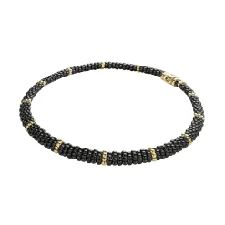 New LAGOS 18K Gold Single Station Ceramic Beaded Necklace | 9Mm