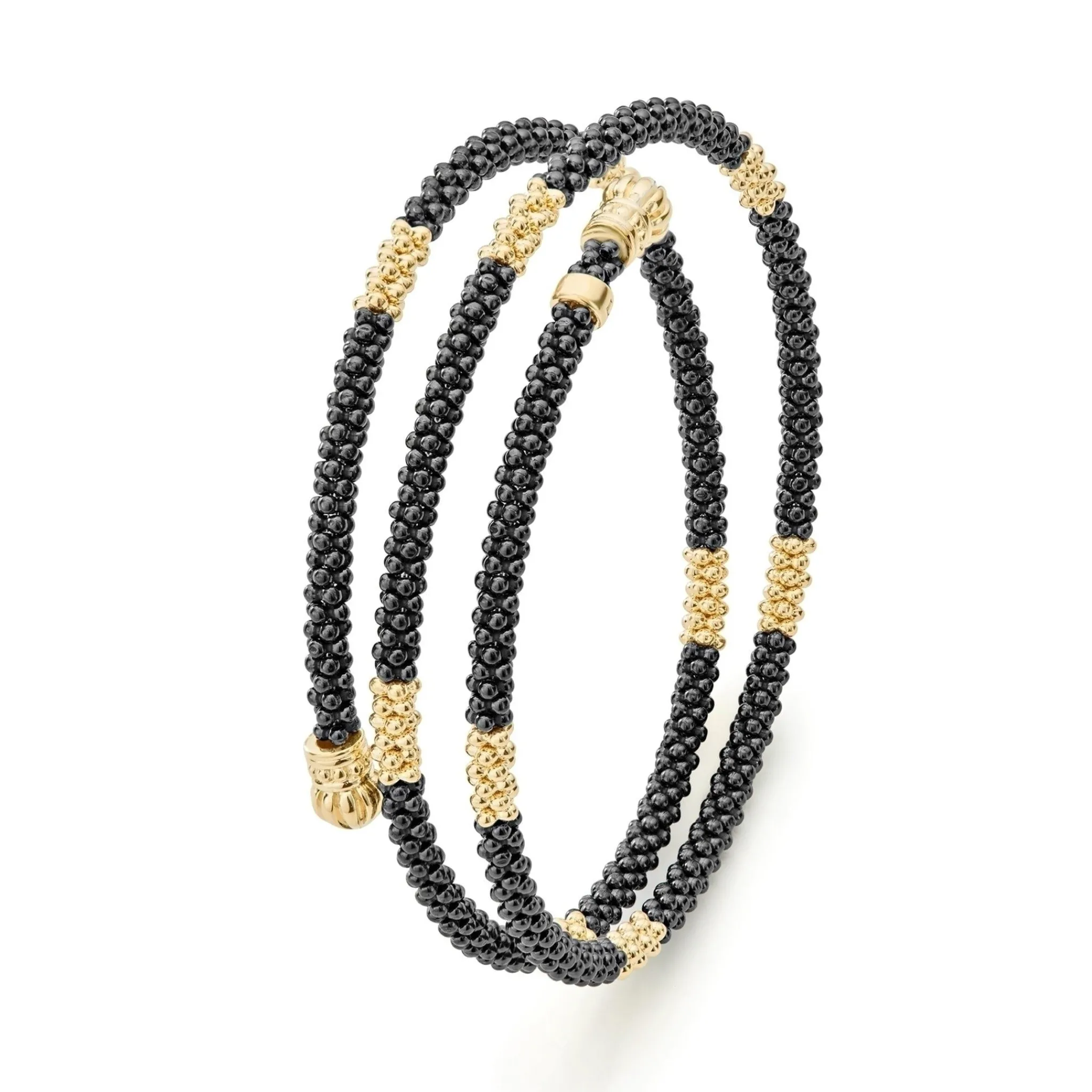New LAGOS 18K Gold Small Station Ceramic Wrap Bracelet