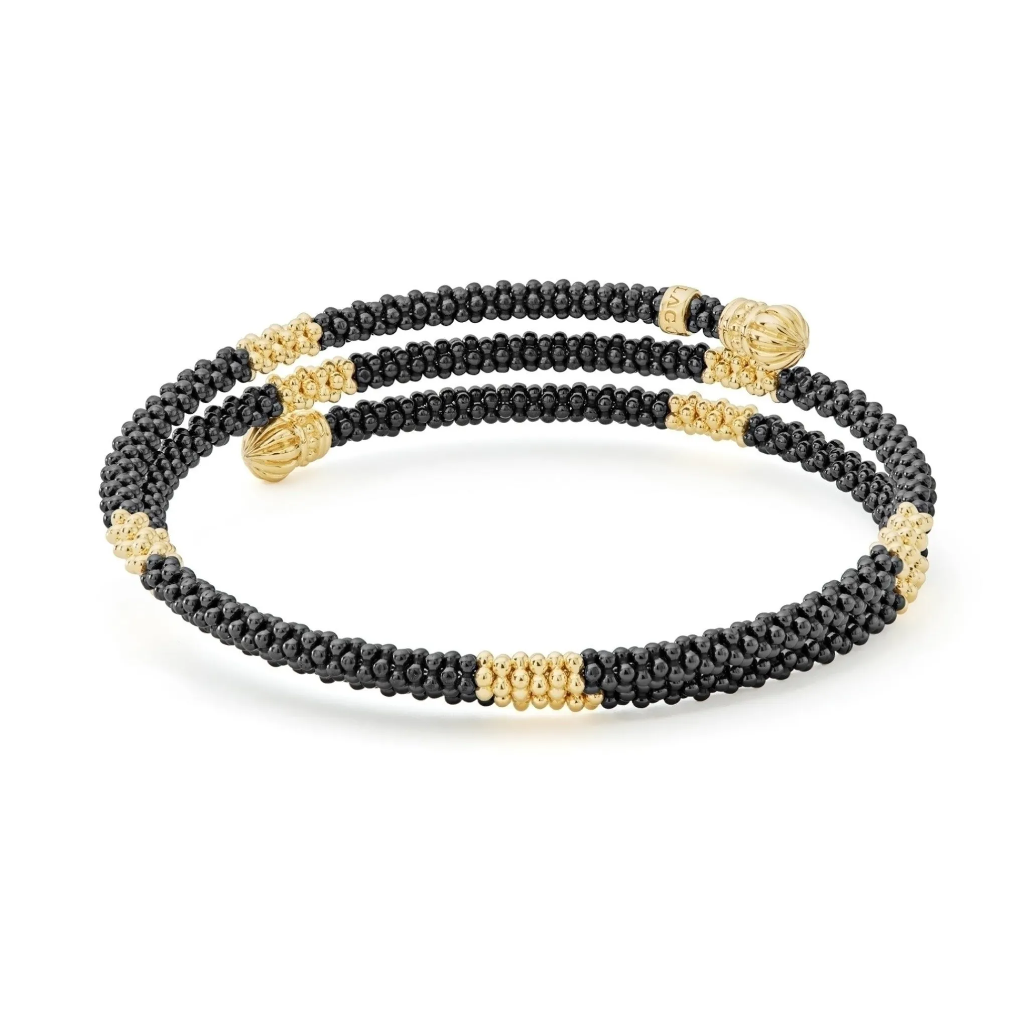 New LAGOS 18K Gold Small Station Ceramic Wrap Bracelet