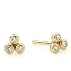 New LAGOS 18K Gold Triangle Diamond Stud Earrings
