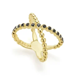 Best Sale LAGOS 18K Gold X Black Diamond Ring