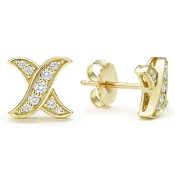 Fashion LAGOS 18K Gold X Diamond Stud Earrings