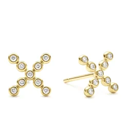 Sale LAGOS 18K Gold X Diamond Stud Earrings