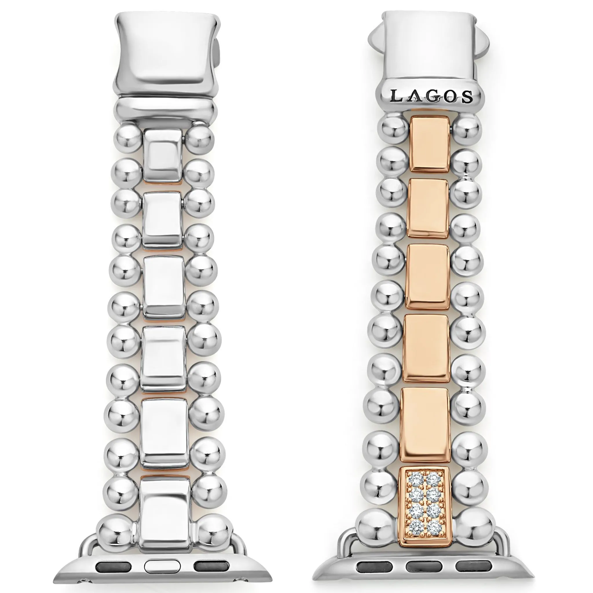 Store LAGOS 18K Rose Gold And Sterling Silver Single Diamond Watch Bracelet-38-45Mm